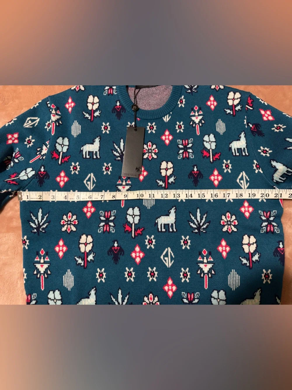 NWT Greyson Story Telling Wool/Cashmere Crewneck Sweater, Teal, Size M